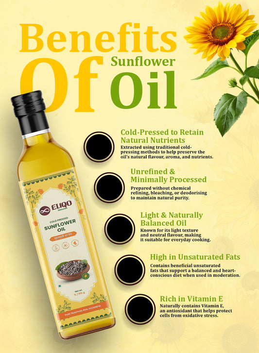 Cold Pressed Sunflower Oil – Unrefined & Healthy Cooking Oil | Rich in Vitamin E
