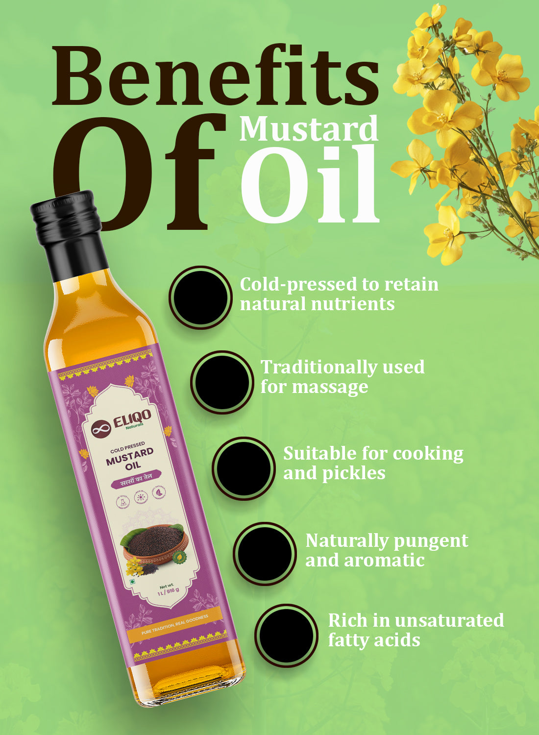 Mustard Oil – Pure Cold Pressed Oil | Kachi Ghani & Chemical-Free