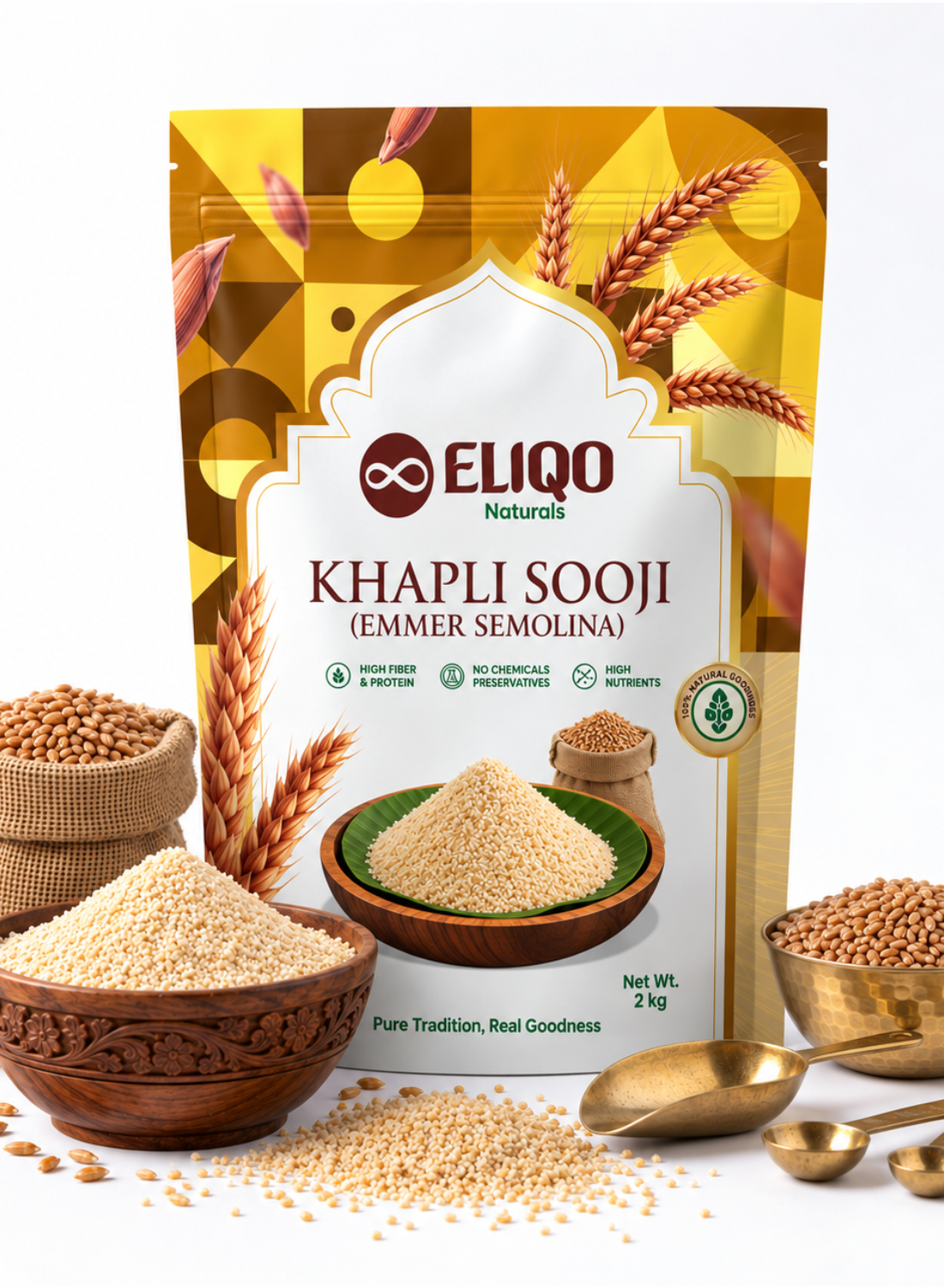 ELIQO Naturals Khapli Sooj | Khapli (Emmer) wheat