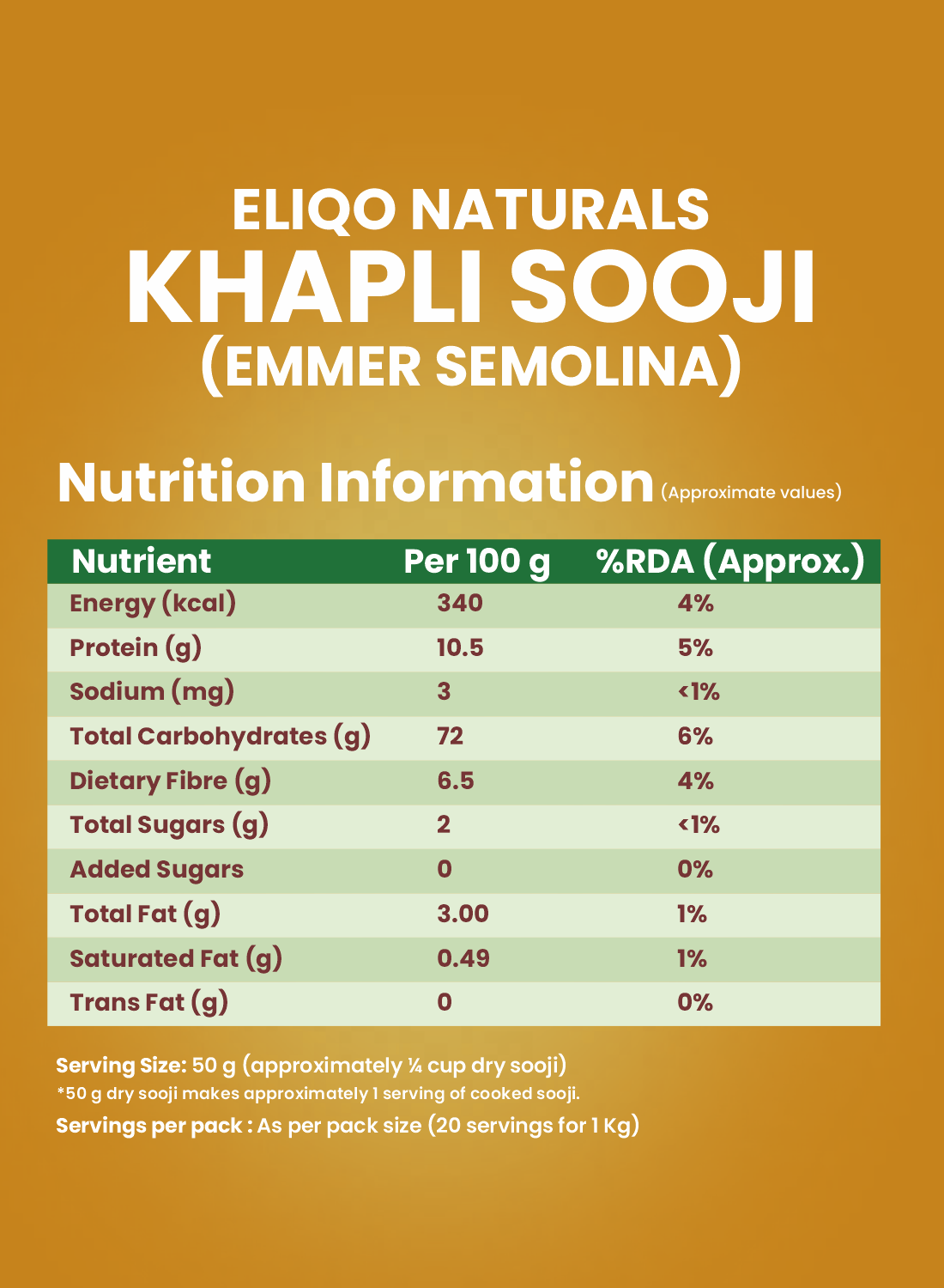 ELIQO Naturals Khapli Sooj | Khapli (Emmer) wheat